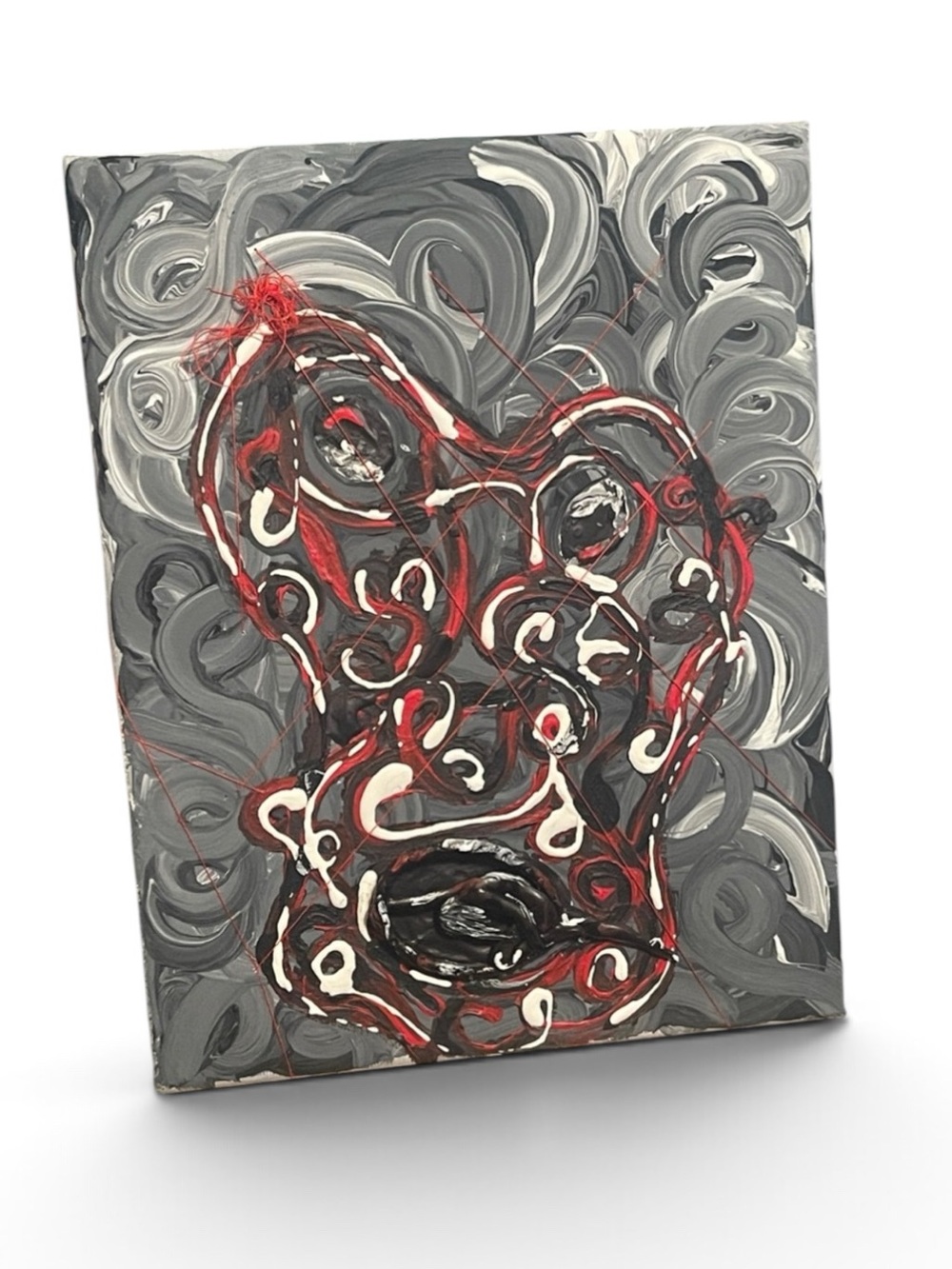 Original Abstract Mixed Media On Canvas Brooch Painting